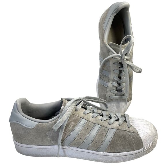 Adidas Superstar Athletic Shoes Mens 10 Gray Suede Low Shell Top Sneakers Skater - Picture 1 of 9